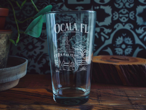 Ocala FL Pint Glass, Ocala Florida Souvenir Drinking Glass, Ocala City Gift, Florida Travel Keepsake Pint Glass