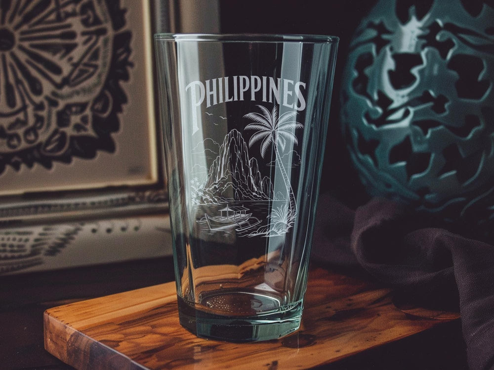Philippines Pint Glass, Philippine Islands Souvenir Beer Glass, Philippines Travel Gift, Manila Cebu Palawan Boracay Drinkware