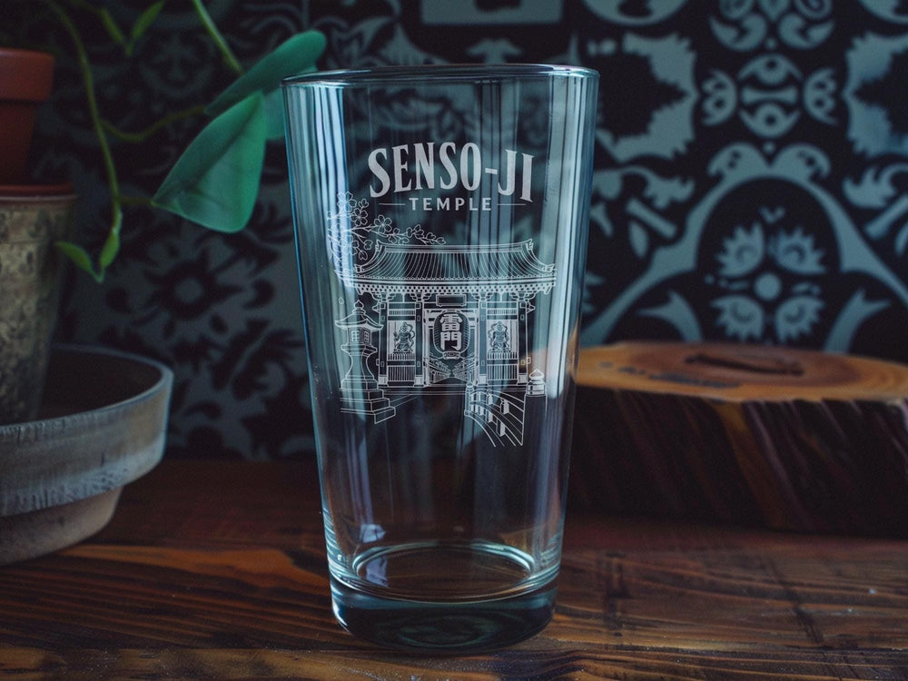Senso-ji Temple Asakusa Tokyo Japan Pint Glass, Buddhist Temple Landmark Souvenir Drinkware Gift