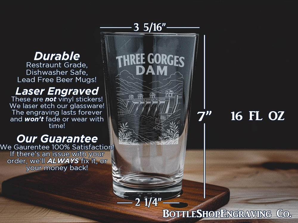 Three Gorges Dam Pint Glass, Yangtze River China Landmark Souvenir Beer Glass, Hydroelectric Dam Scenic Drinkware