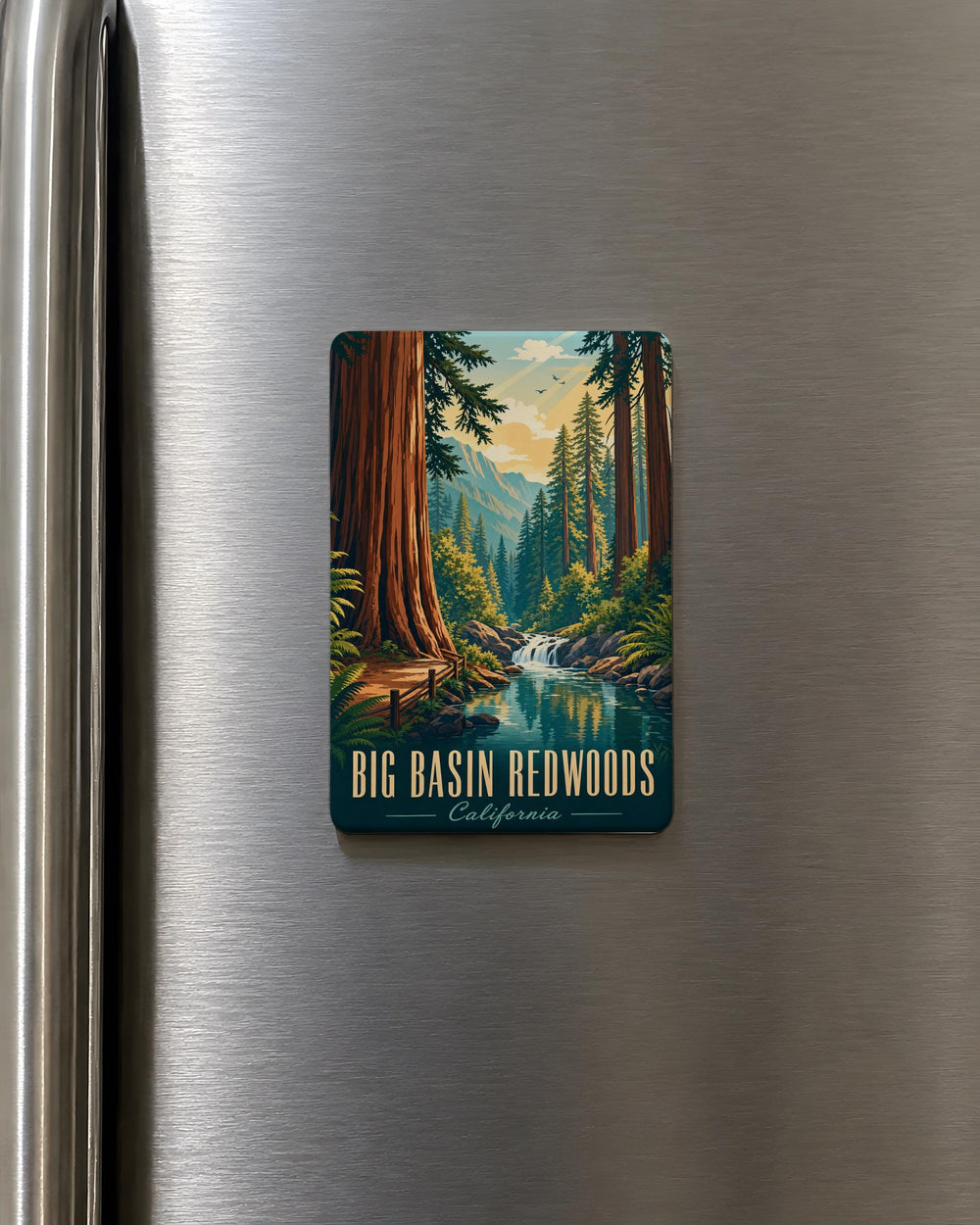 Big Basin Redwoods Fridge Magnet, California Redwoods Souvenir, Giant Redwood Trees, Santa Cruz Mountains Travel Keepsake