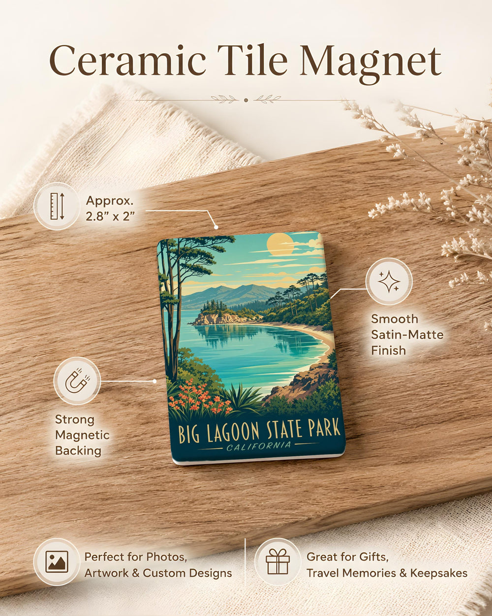 Big Lagoon State Park Fridge Magnet, Florida State Park Souvenir, Coastal Lagoon Nature Travel Keepsake Magnet