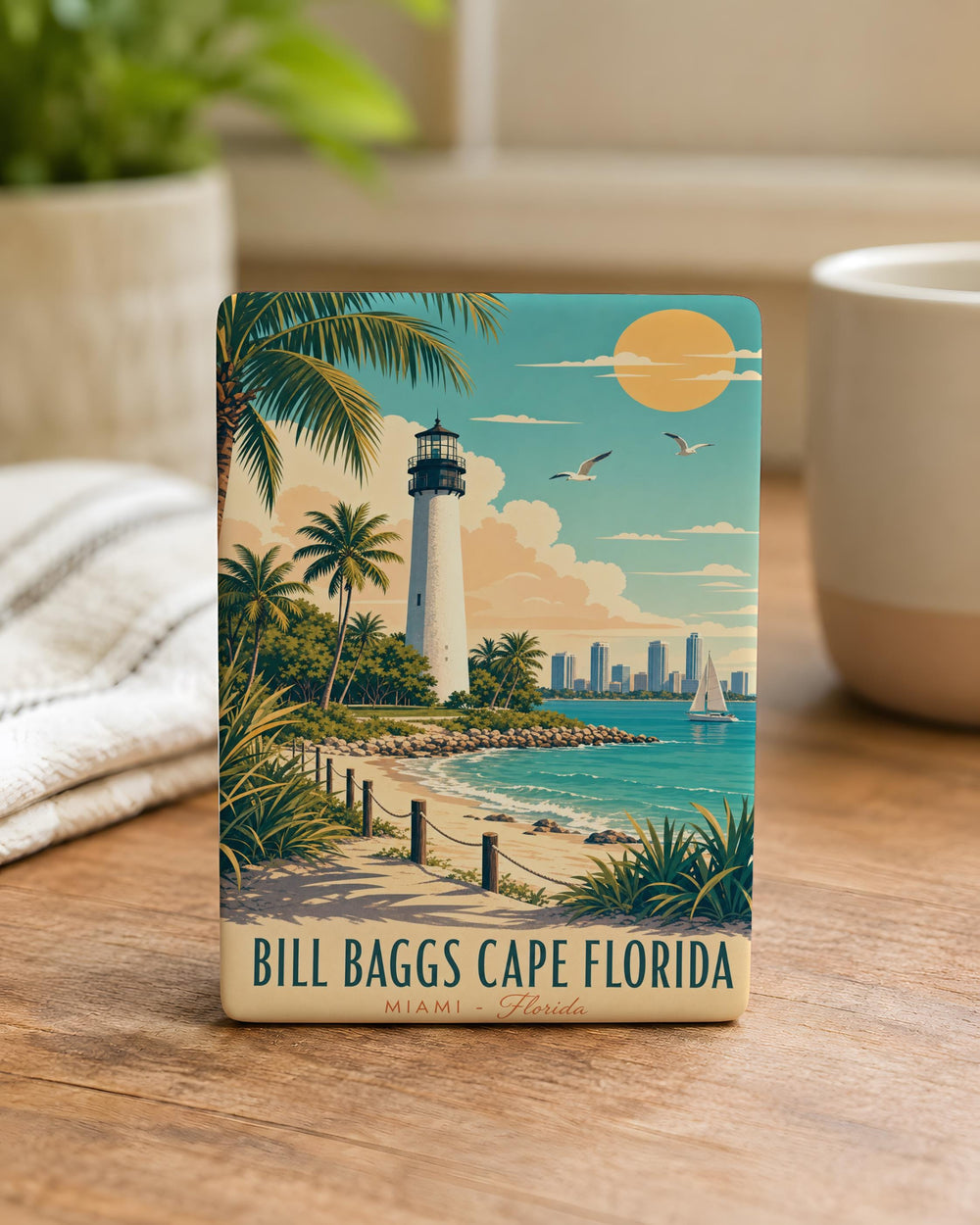 Bill Baggs Cape Florida Lighthouse Fridge Magnet, Key Biscayne Florida Souvenir Magnet, Cape Florida State Park Gift