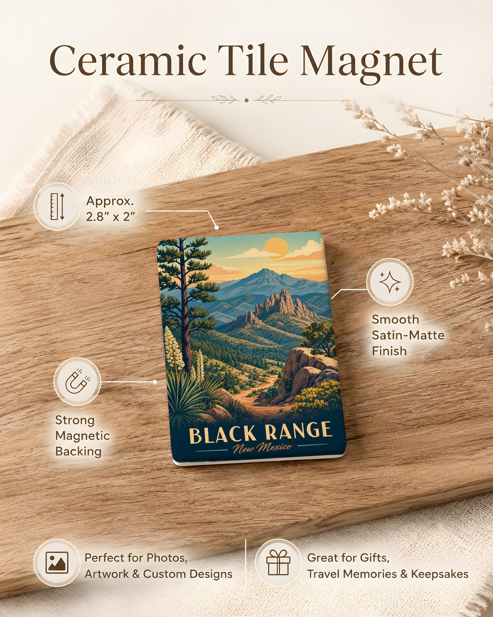 Black Range New Mexico Fridge Magnet, Gila National Forest Mountain Range Souvenir Magnet, NM Outdoor Travel Keepsake Gift