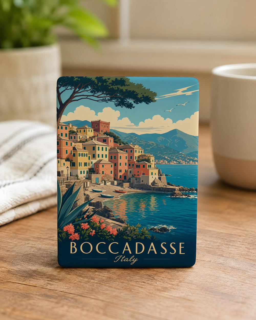 Boccadasse Italy Fridge Magnet, Genoa Coastal Village Souvenir, Italian Riviera Seaside Scene Magnet