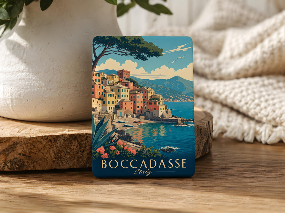 Boccadasse Italy Fridge Magnet, Genoa Coastal Village Souvenir, Italian Riviera Seaside Scene Magnet