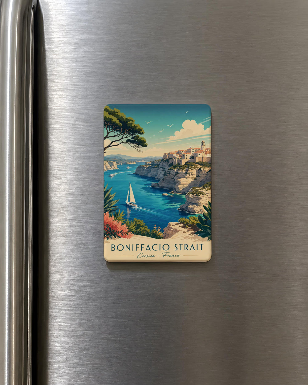 Bonifacio Strait Fridge Magnet, Bonifacio Strait Map Magnet, Vancouver Island to Haida Gwaii Travel Souvenir Magnet