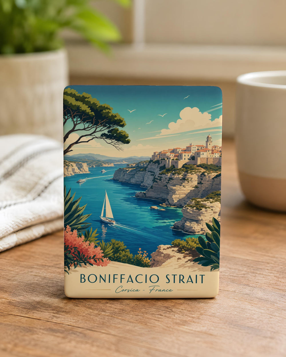 Bonifacio Strait Fridge Magnet, Bonifacio Strait Map Magnet, Vancouver Island to Haida Gwaii Travel Souvenir Magnet