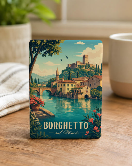 Borghetto sul Mincio Italy Fridge Magnet, Scenic Village on the Mincio River Souvenir Magnet, Lombardy Travel Gift