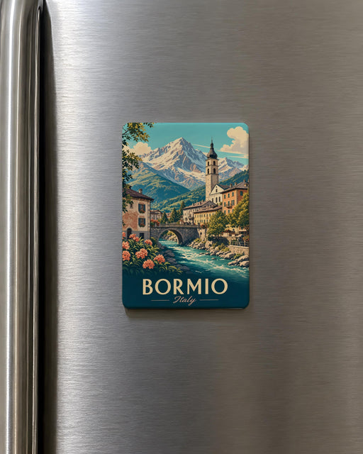 Bormio Italy Fridge Magnet, Bormio Travel Souvenir Magnet, Italian Alps Mountain Town Keepsake Magnet, Lombardy Italy Gift