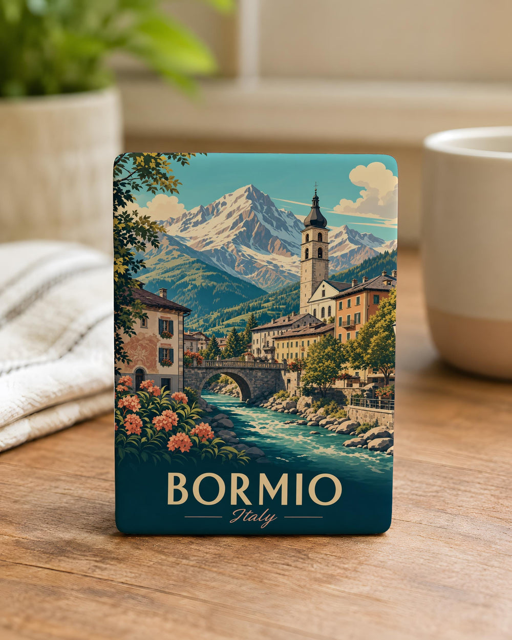 Bormio Italy Fridge Magnet, Bormio Travel Souvenir Magnet, Italian Alps Mountain Town Keepsake Magnet, Lombardy Italy Gift
