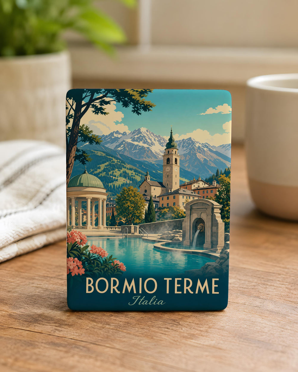 Bormio Terme Italy Fridge Magnet, Bormio Thermal Baths Souvenir Magnet, Lombardy Travel Gift, Alpine Spa Keepsake