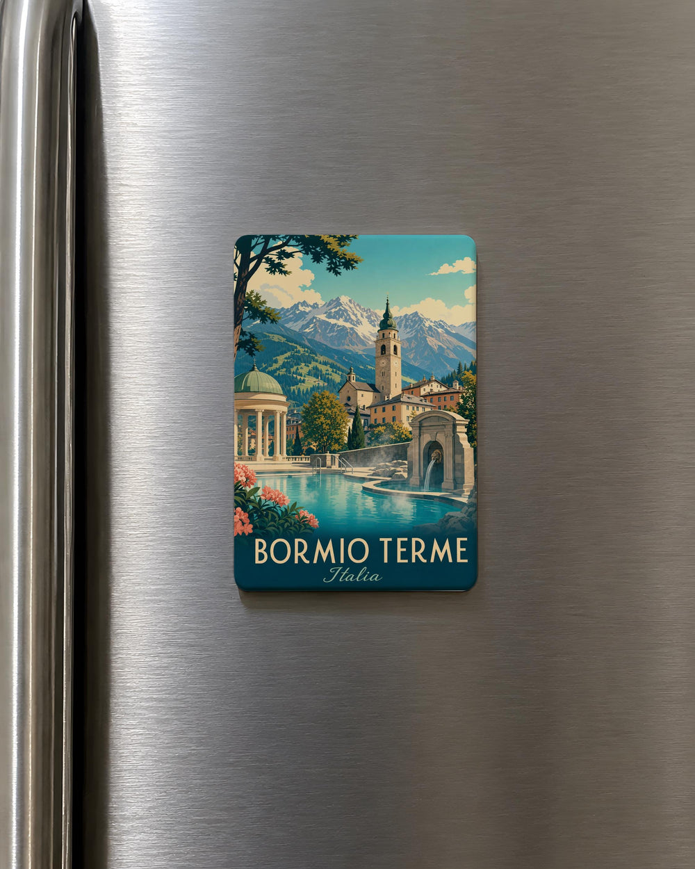 Bormio Terme Italy Fridge Magnet, Bormio Thermal Baths Souvenir Magnet, Lombardy Travel Gift, Alpine Spa Keepsake