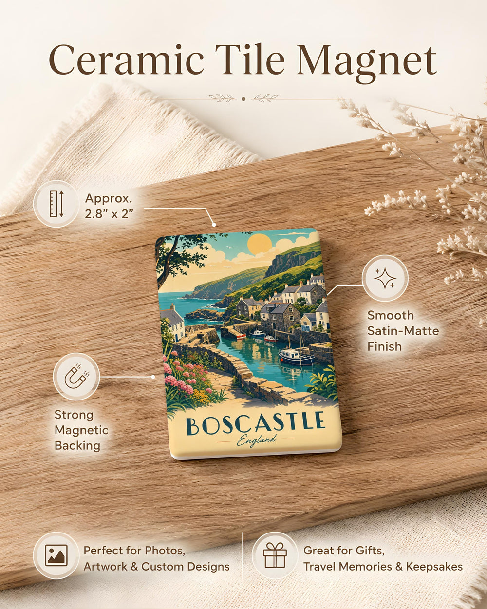 Boscastle England Fridge Magnet, Boscastle Cornwall Souvenir Magnet, UK Coastal Village Travel Gift, England Landmark Magnet