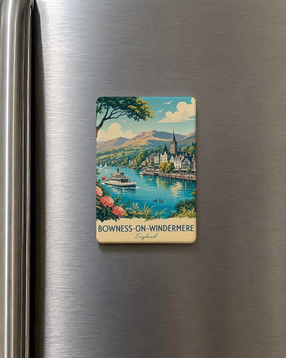 Bowness-on-Windermere Fridge Magnet, Lake District Souvenir Magnet, Cumbria Travel Gift, England Lakeside Keepsake