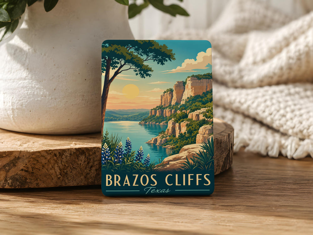 Brazos Cliffs Fridge Magnet, Texas Cliffside Landscape Souvenir Magnet, Outdoor Nature Travel Keepsake Magnet