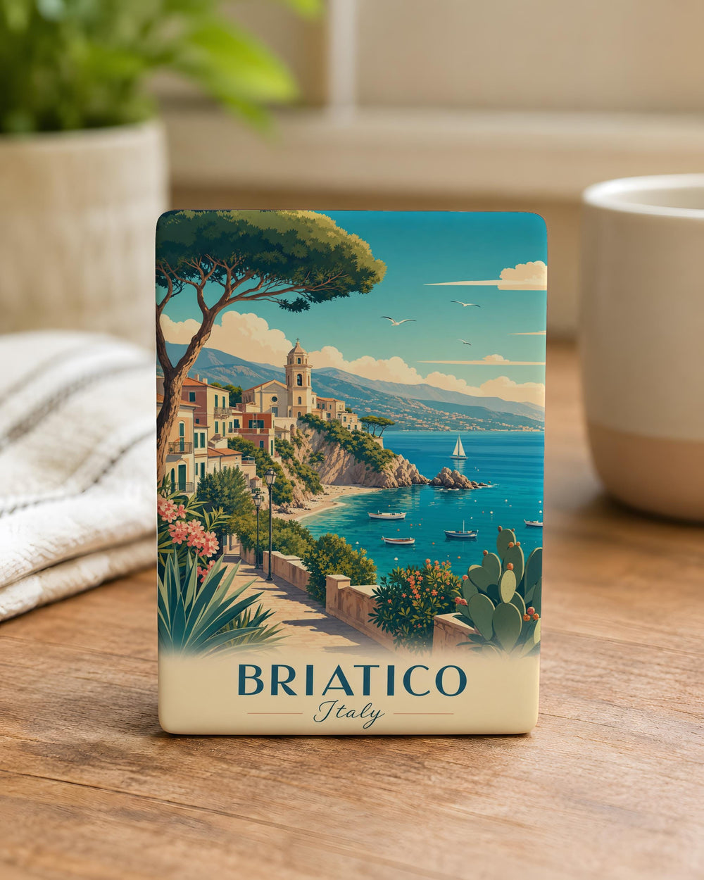 Briatico Italy Fridge Magnet, Calabria Souvenir, Coastal Town Travel Keepsake, Italian Vacation Gift, Mediterranean Landmark Magnet