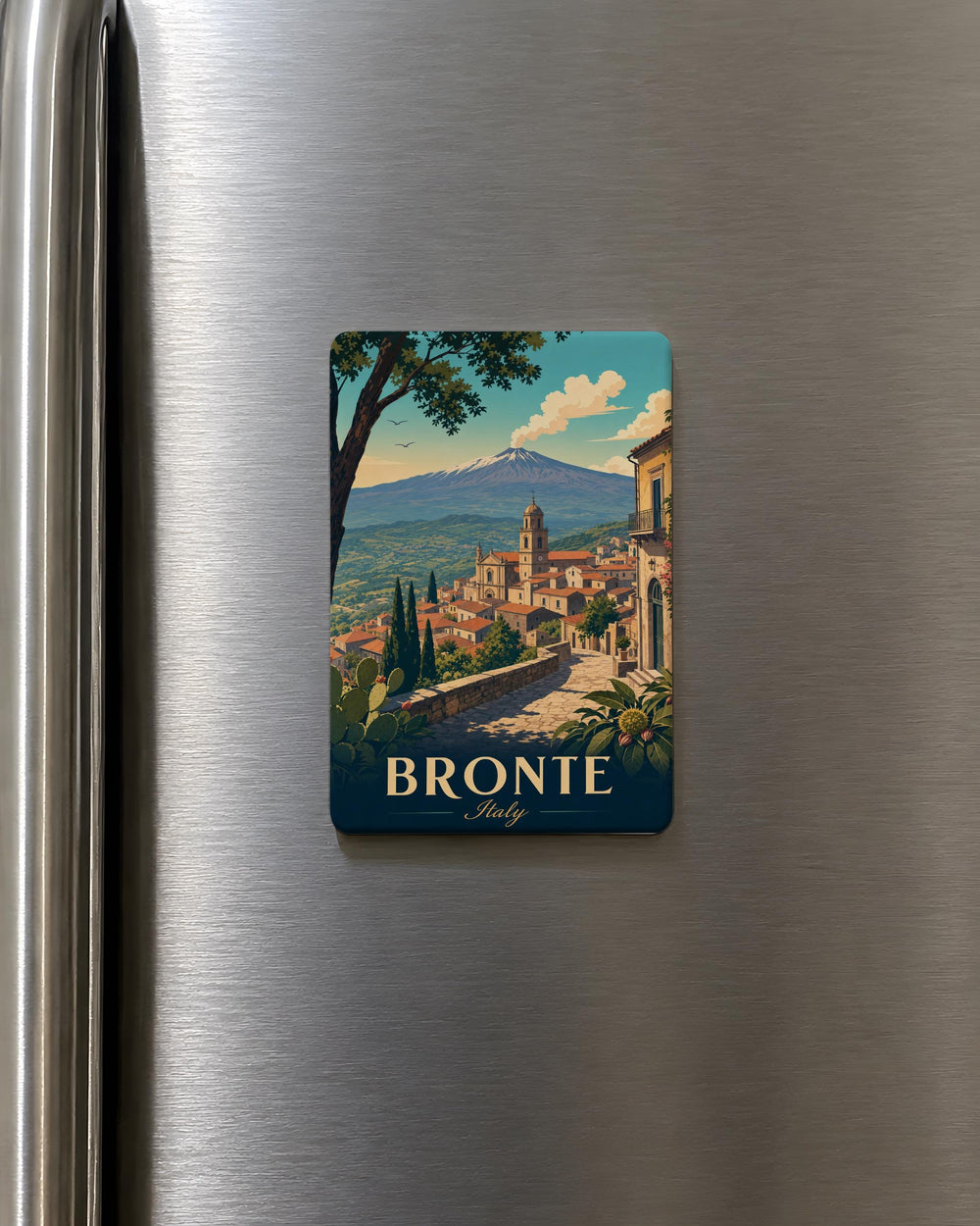 Bronte Italy Fridge Magnet, Bronte Sicily Souvenir Magnet, Italian Town Travel Keepsake, Italy Vacation Gift, Bronte Landmark Magnet
