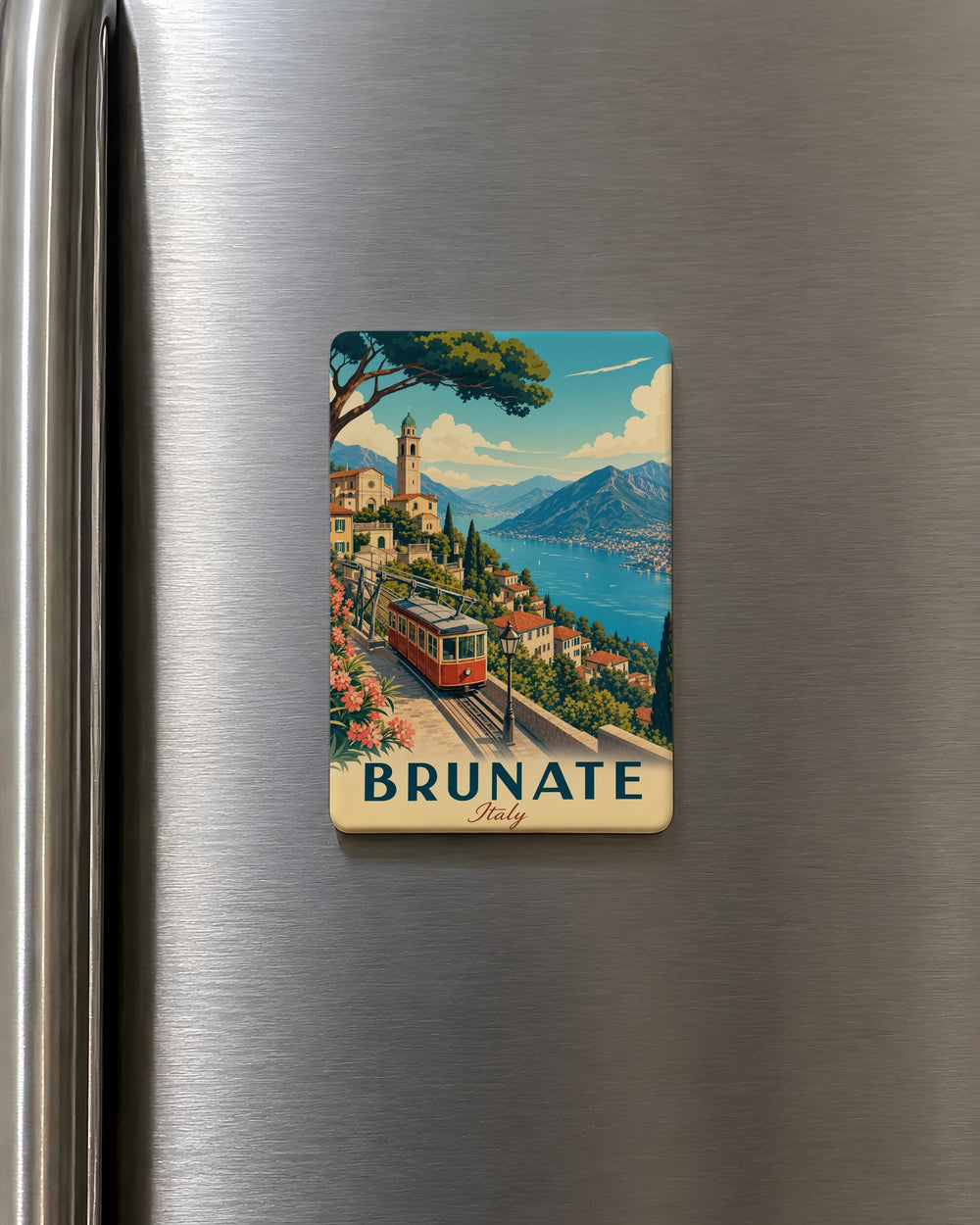 Brunate Italy Fridge Magnet, Lake Como Village Souvenir Magnet, Italian Travel Landmark Refrigerator Magnet