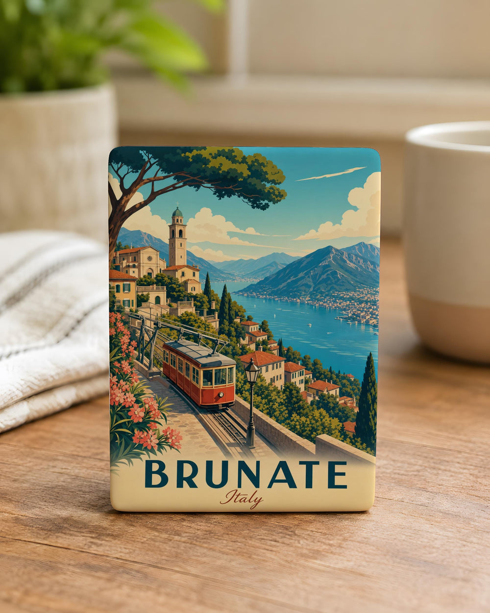 Brunate Italy Fridge Magnet, Lake Como Village Souvenir Magnet, Italian Travel Landmark Refrigerator Magnet