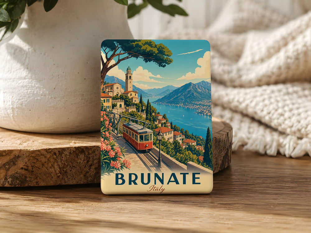 Brunate Italy Fridge Magnet, Lake Como Village Souvenir Magnet, Italian Travel Landmark Refrigerator Magnet