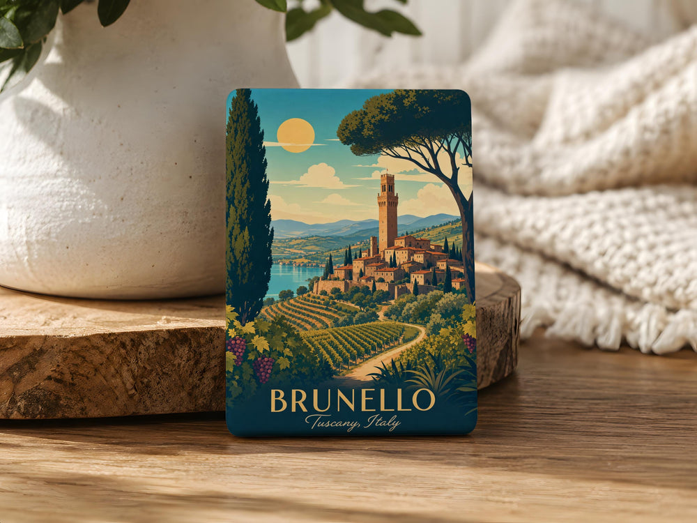 Brunello Region Fridge Magnet, Tuscany Italy Wine Country Map Souvenir, Montalcino Vineyard Travel Keepsake Magnet
