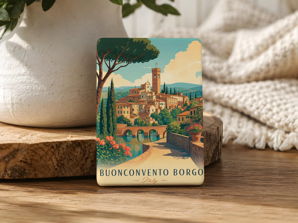 Buonconvento Borgo Fridge Magnet, Tuscany Italy Village Souvenir Magnet, Italian Travel Keepsake Magnet