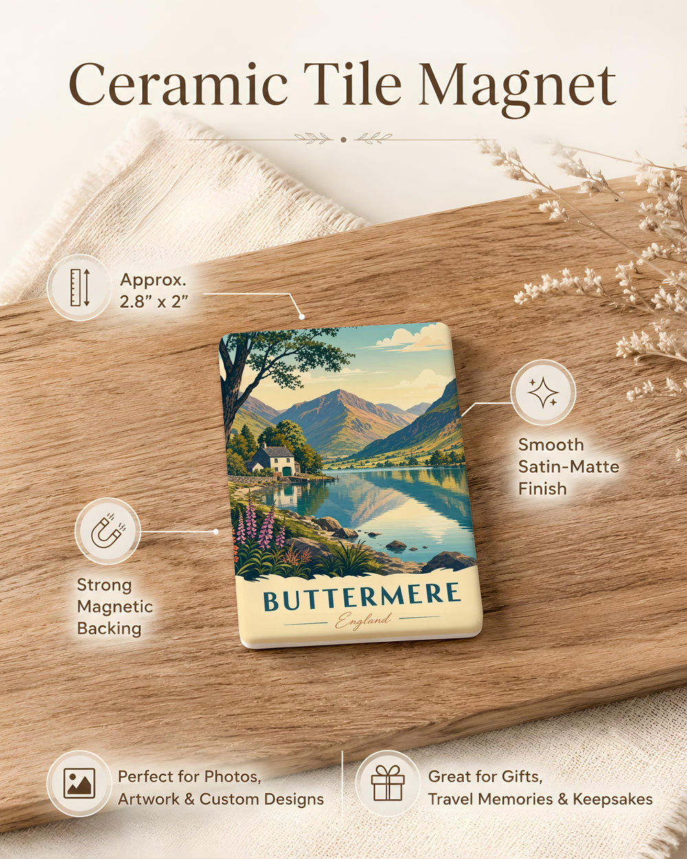 Buttermere England Fridge Magnet, Lake District Landscape Souvenir Magnet, Buttermere Village Travel Gift
