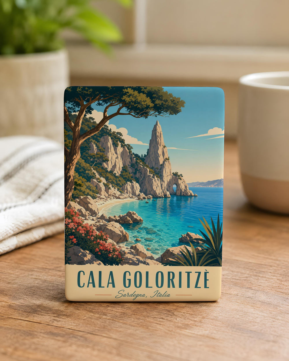 Cala Goloritzè Beach Fridge Magnet, Sardinia Italy Coastal Cove Sea Cliff Souvenir Magnet, Mediterranean Travel Keepsake