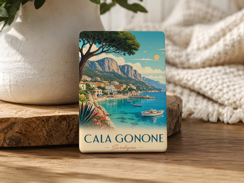 Cala Gonone Fridge Magnet, Sardinia Italy Coastal Village Souvenir, Mediterranean Seaside Travel Keepsake Magnet