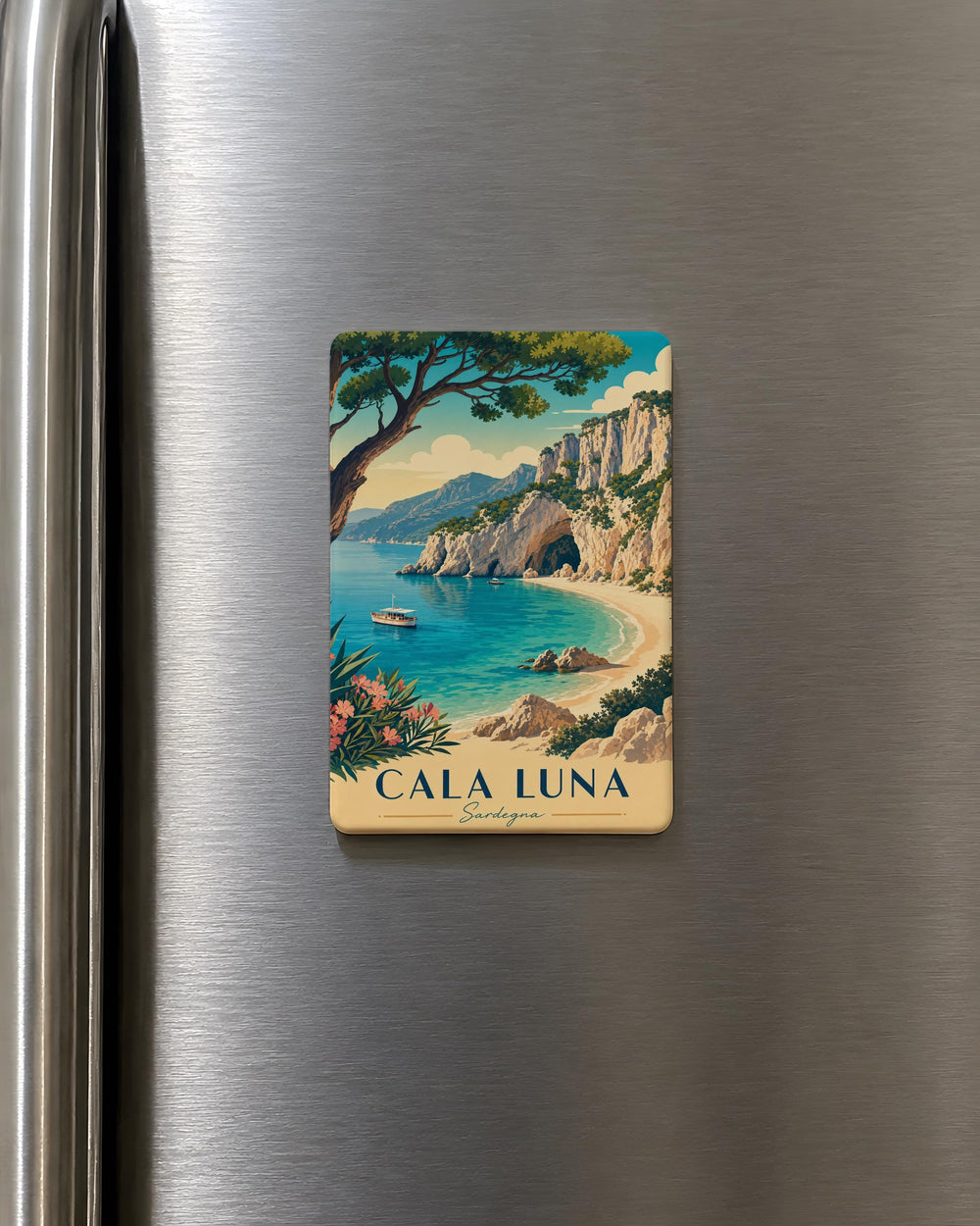 Cala Luna Beach Cove Fridge Magnet, Sardinia Coastal Sea Cave and Cliffs Souvenir Magnet