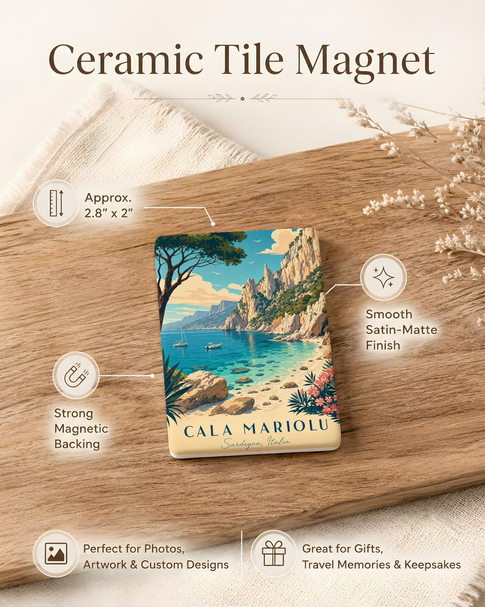 Cala Mariolu Fridge Magnet, Sardinia Italy Beach Cove Souvenir Magnet, Mediterranean Coast Travel Keepsake Gift