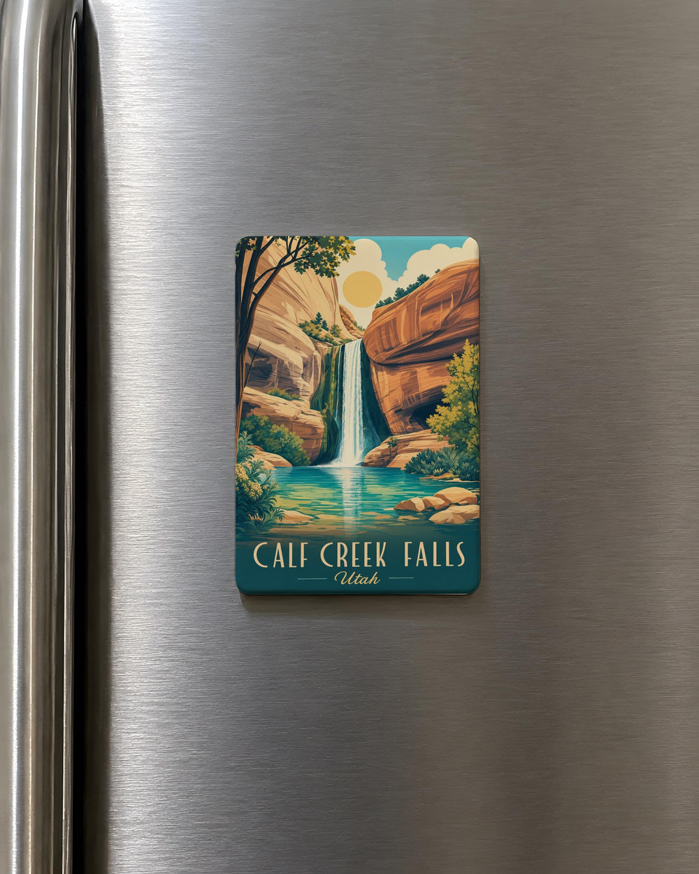 Calf Creek Falls Utah Fridge Magnet, Waterfall Souvenir Magnet, Grand Staircase-Escalante National Monument Gift