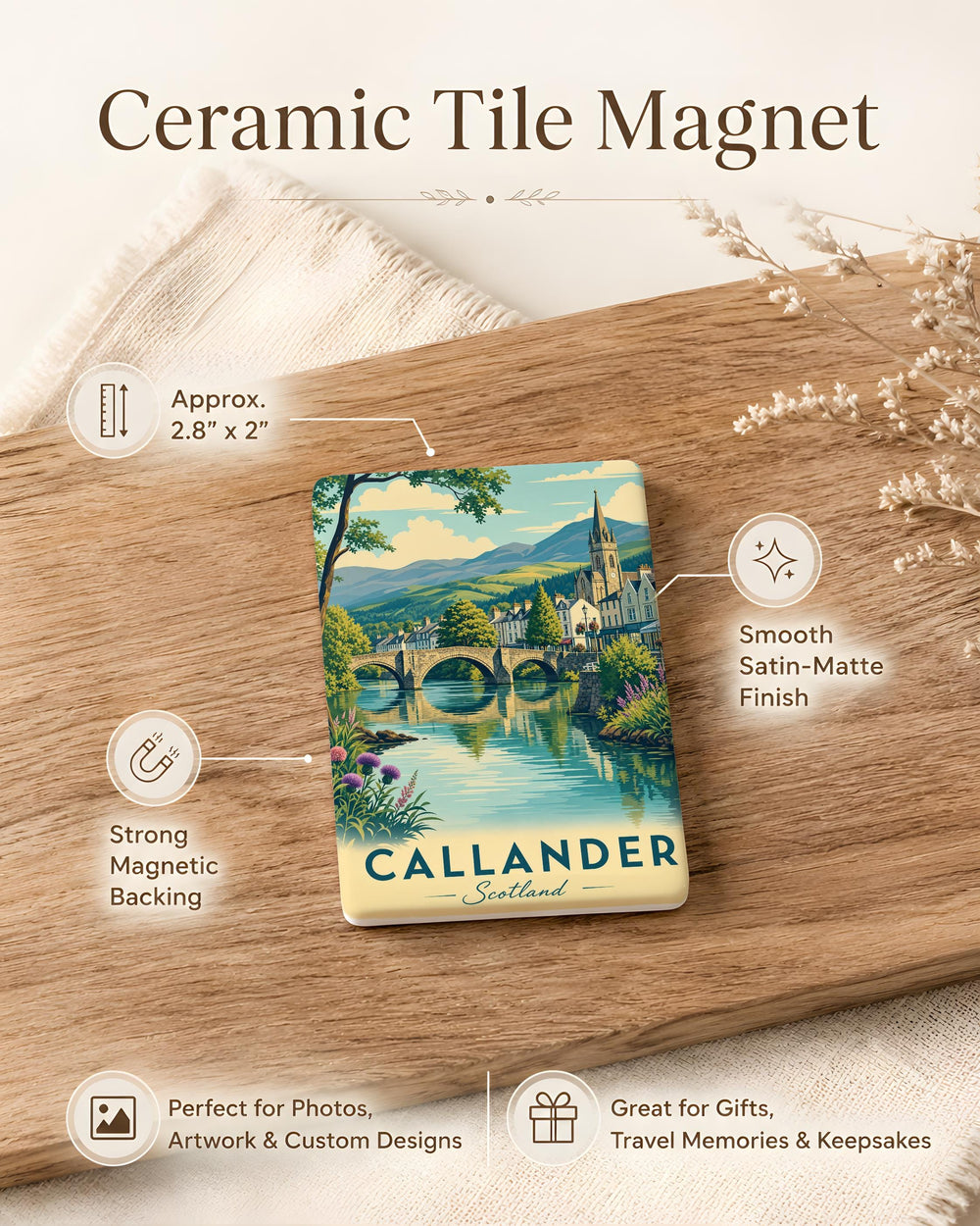 Callander Scotland Fridge Magnet, Callander Souvenir Magnet, Scottish Highlands Travel Keepsake, Scotland Gift Magnet