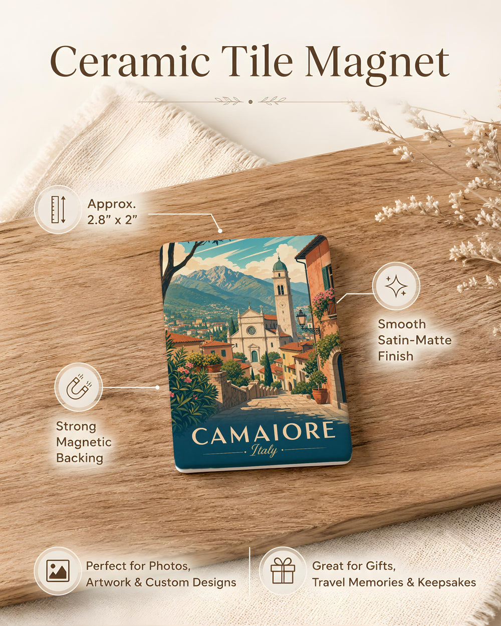 Camaiore Italy Fridge Magnet, Camaiore Tuscany Souvenir Magnet, Italian Travel Gift, Camaiore Town Keepsake Magnet