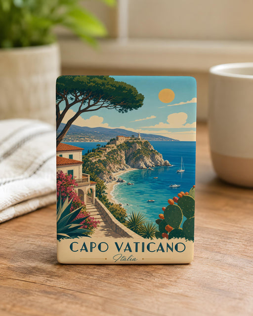 Capo Vaticano Italy Fridge Magnet, Calabria Coastal Landmark Souvenir, Beach Cliffs and Sea Travel Keepsake