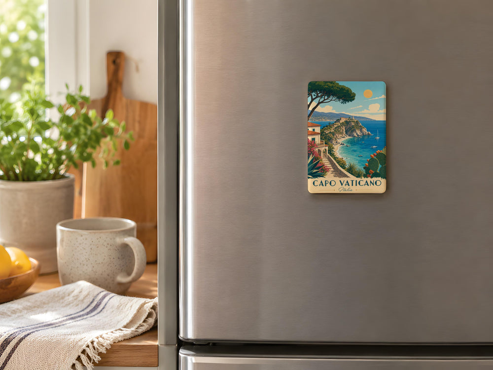 Capo Vaticano Italy Fridge Magnet, Calabria Coastal Landmark Souvenir, Beach Cliffs and Sea Travel Keepsake