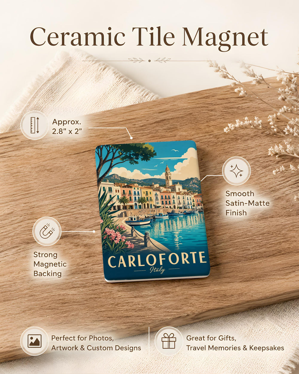 Carloforte Italy Fridge Magnet, Sardinia Souvenir Magnet, Carloforte Travel Keepsake, Italian Coastal Town Magnet