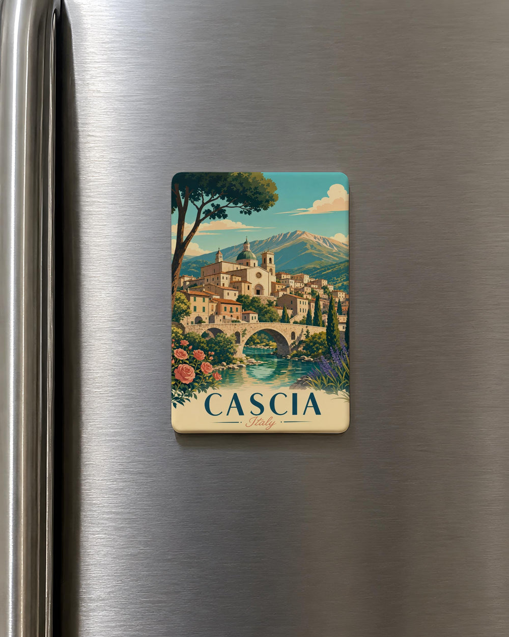 Cascia Italy Fridge Magnet, Cascia Umbria Souvenir Magnet, Italian Travel Gift, Cascia Town Landmark Keepsake Magnet
