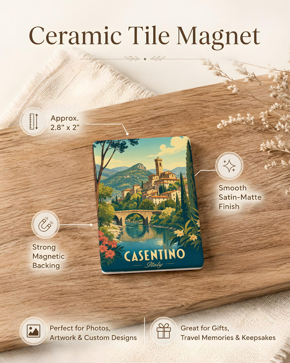 Casentino Italy Fridge Magnet, Casentino Tuscany Souvenir Magnet, Italian Travel Gift, Casentino Valley Landmark Magnet