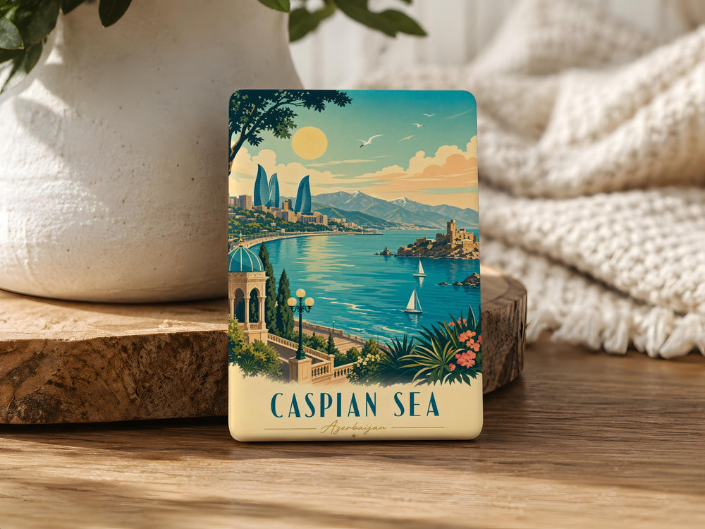 Caspian Sea Fridge Magnet, Caspian Sea Map Magnet, Coastal Travel Souvenir Magnet, Geography Gift Magnet