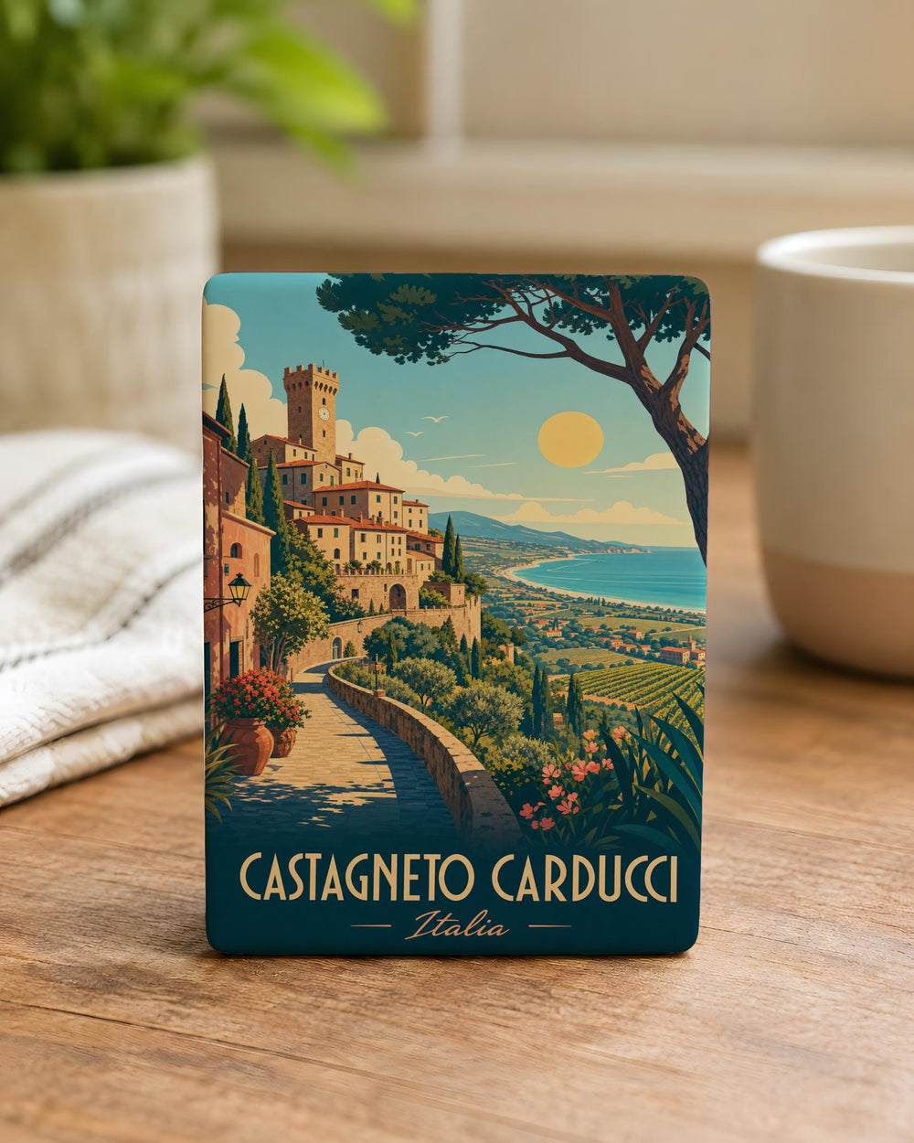 Castagneto Carducci Italy Fridge Magnet, Tuscan Hill Town Souvenir Magnet, Travel Gift, Italian Village Keepsake Magnet