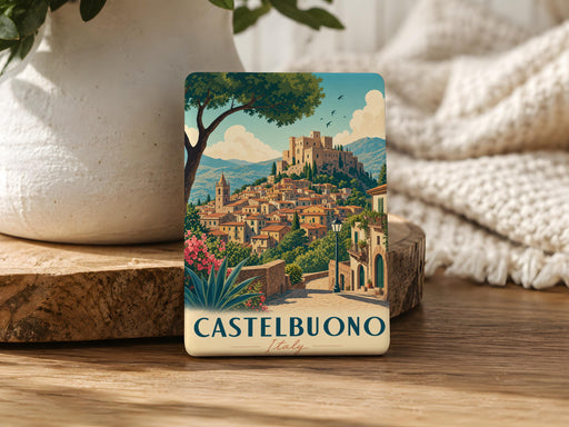 Castelbuono Italy Fridge Magnet, Sicily Travel Souvenir, Castelbuono Town Landmark Keepsake, Italian Village Vacation Gift