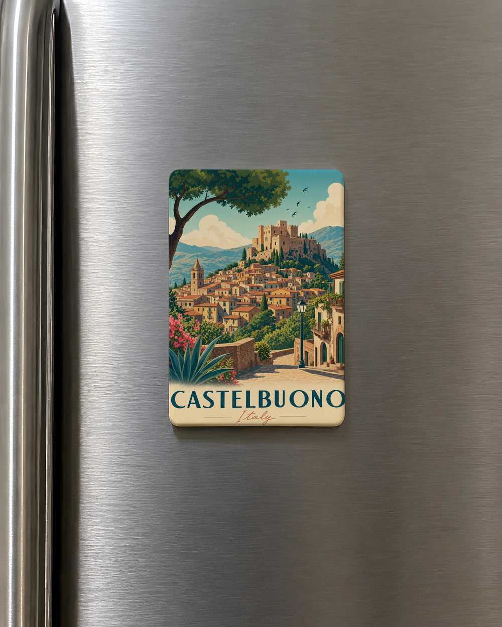Castelbuono Italy Fridge Magnet, Sicily Travel Souvenir, Castelbuono Town Landmark Keepsake, Italian Village Vacation Gift