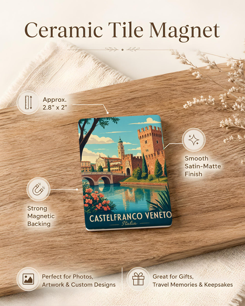 Castelfranco Veneto Italy Fridge Magnet, Castelfranco Veneto Souvenir Magnet, Italian Travel Keepsake Magnet