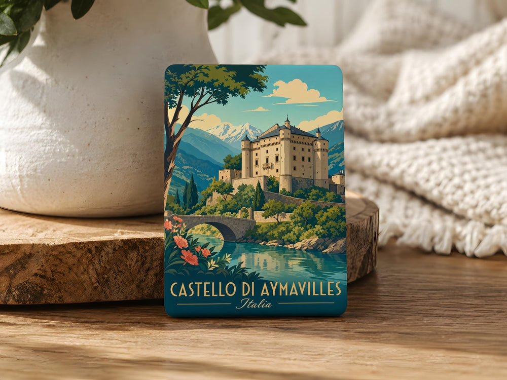 Castello di Aymavilles Fridge Magnet, Aymavilles Castle Souvenir Magnet, Valle d’Aosta Italy Travel Landmark Magnet