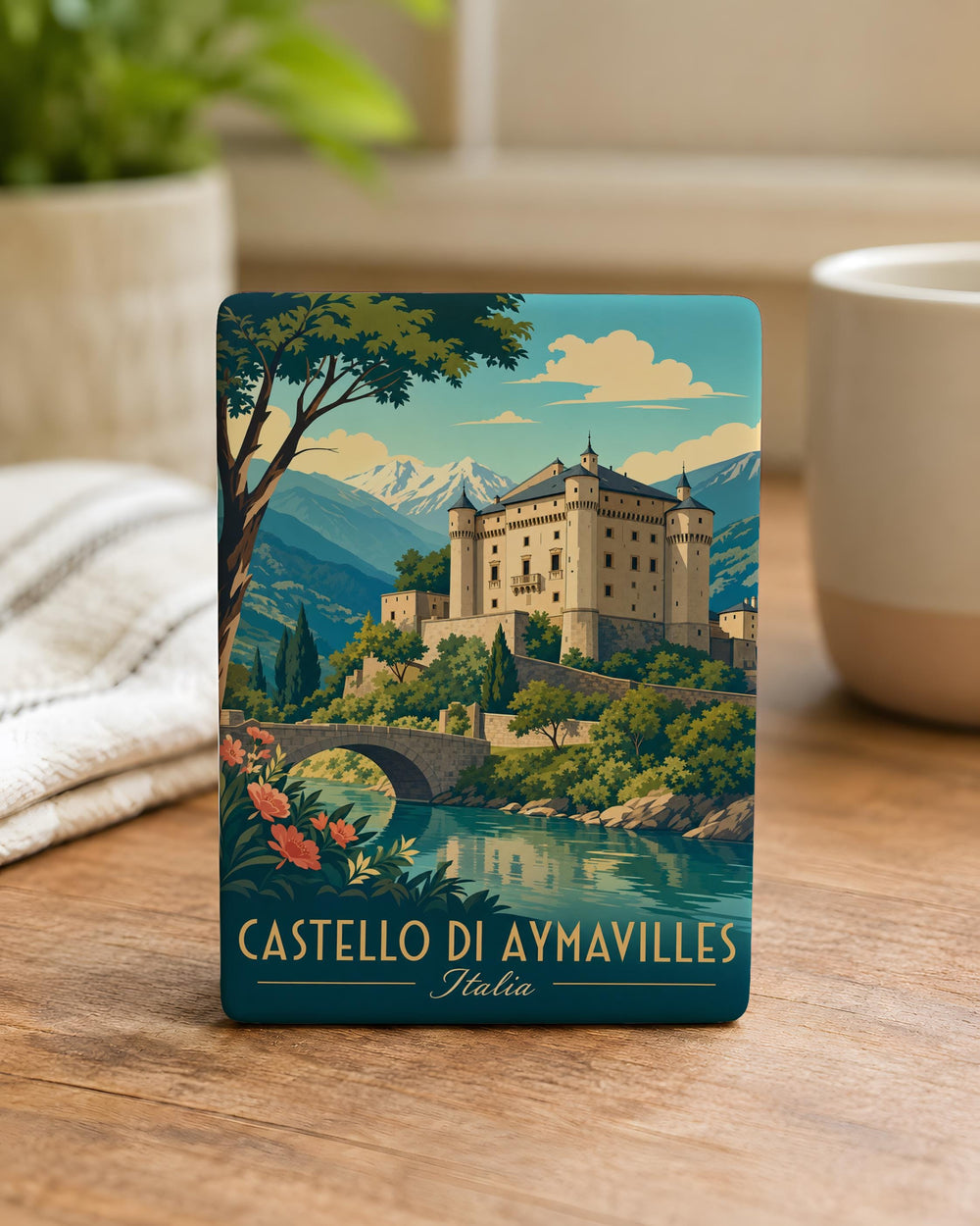 Castello di Aymavilles Fridge Magnet, Aymavilles Castle Souvenir Magnet, Valle d’Aosta Italy Travel Landmark Magnet
