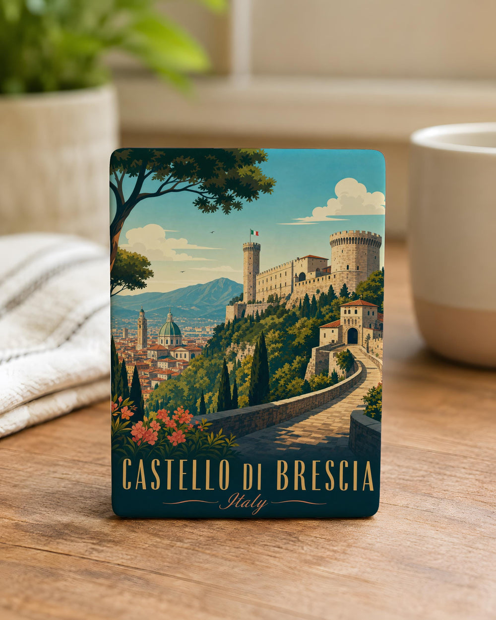 Castello di Brescia Fridge Magnet, Brescia Italy Castle Souvenir Magnet, Lombardy Travel Gift, Italian Landmark Magnet