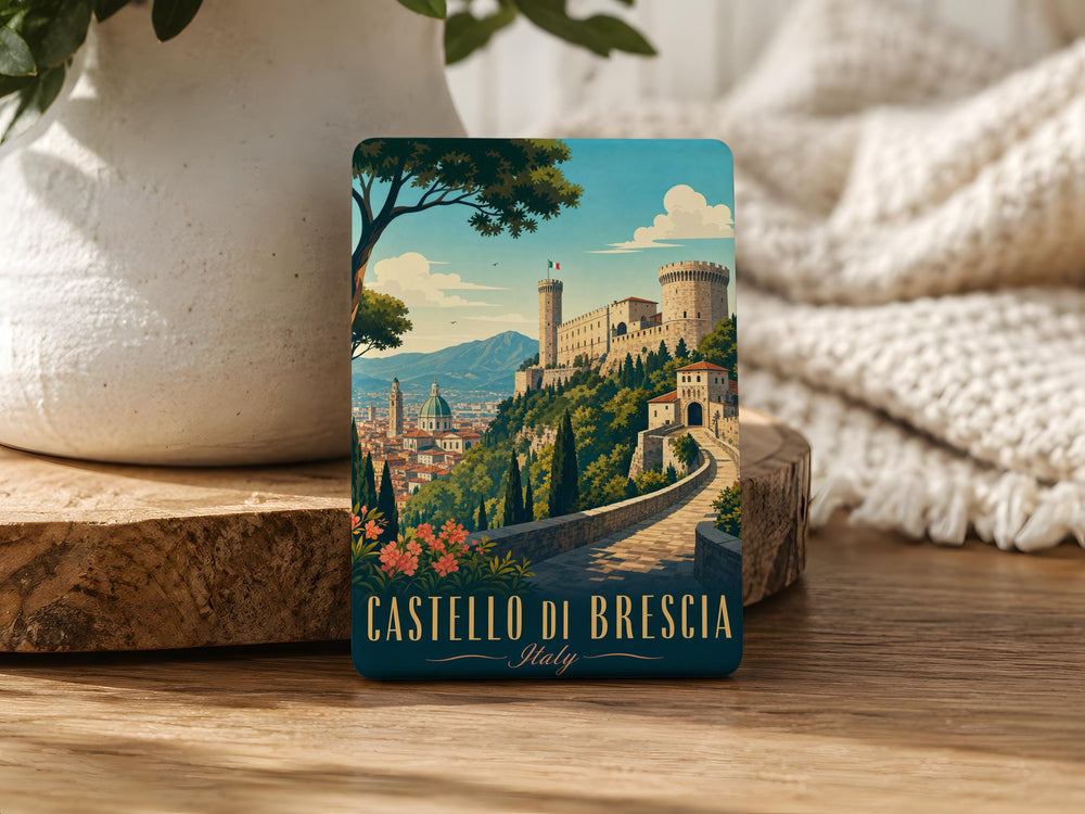 Castello di Brescia Fridge Magnet, Brescia Italy Castle Souvenir Magnet, Lombardy Travel Gift, Italian Landmark Magnet