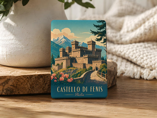 Castello di Fenis Fridge Magnet, Fenis Castle Italy Souvenir Magnet, Aosta Valley Landmark Travel Keepsake Magnet
